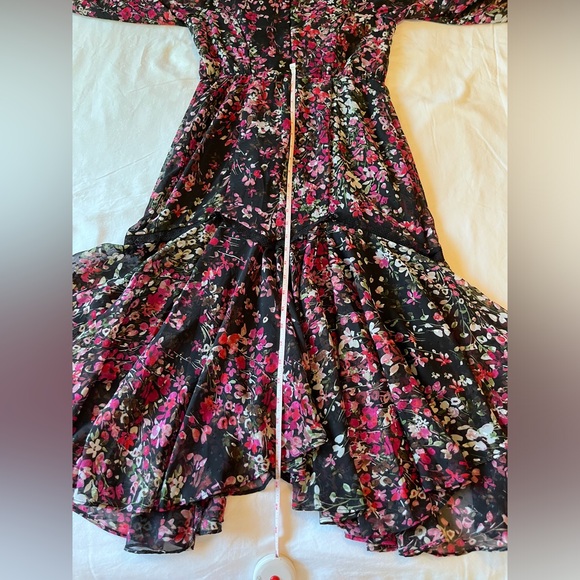 Danny and Nicole Black Floral Long Sleeve Midi Dress Berry Size 4 NWT - Picture 7 of 8
